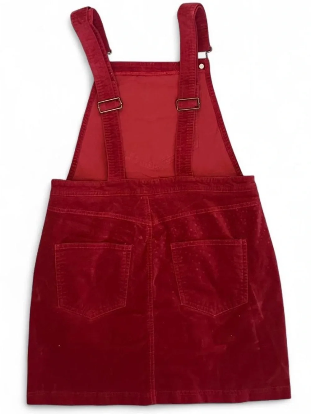 Junior Red Corduroy Pinafore Dress